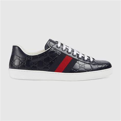 gucci ace blue on foot|Gucci ace leather shoes.